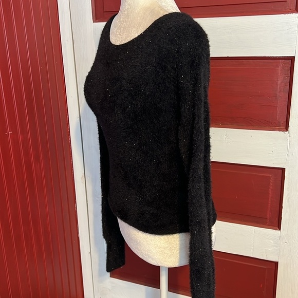 NWT Black Fuzzy Sweater Happily Grey Small - Picture 2 of 8